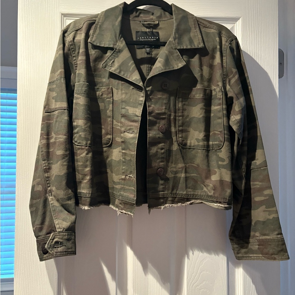 Sanctuary Olive Camouflage Jean Jacket